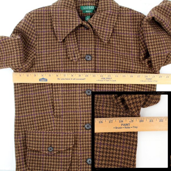 VTG Ralph Lauren LRL Hunting Jacket Plaid Tweed Houndstooth Boxy Riding Blazer - Picture 13 of 16